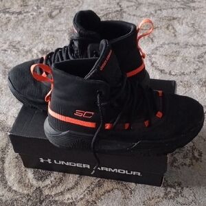 Under Armour Black and Orange Kids' Sneakers with Slip-On Fit